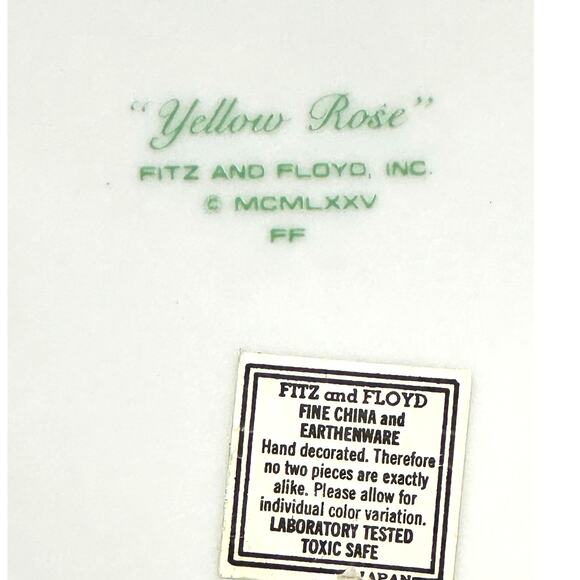 Fitz & Floyd Japan 1975-1980 Retired 'Yellow Rose' 9 1/8" Snack Plates-Set of 3 - Picture 8 of 8